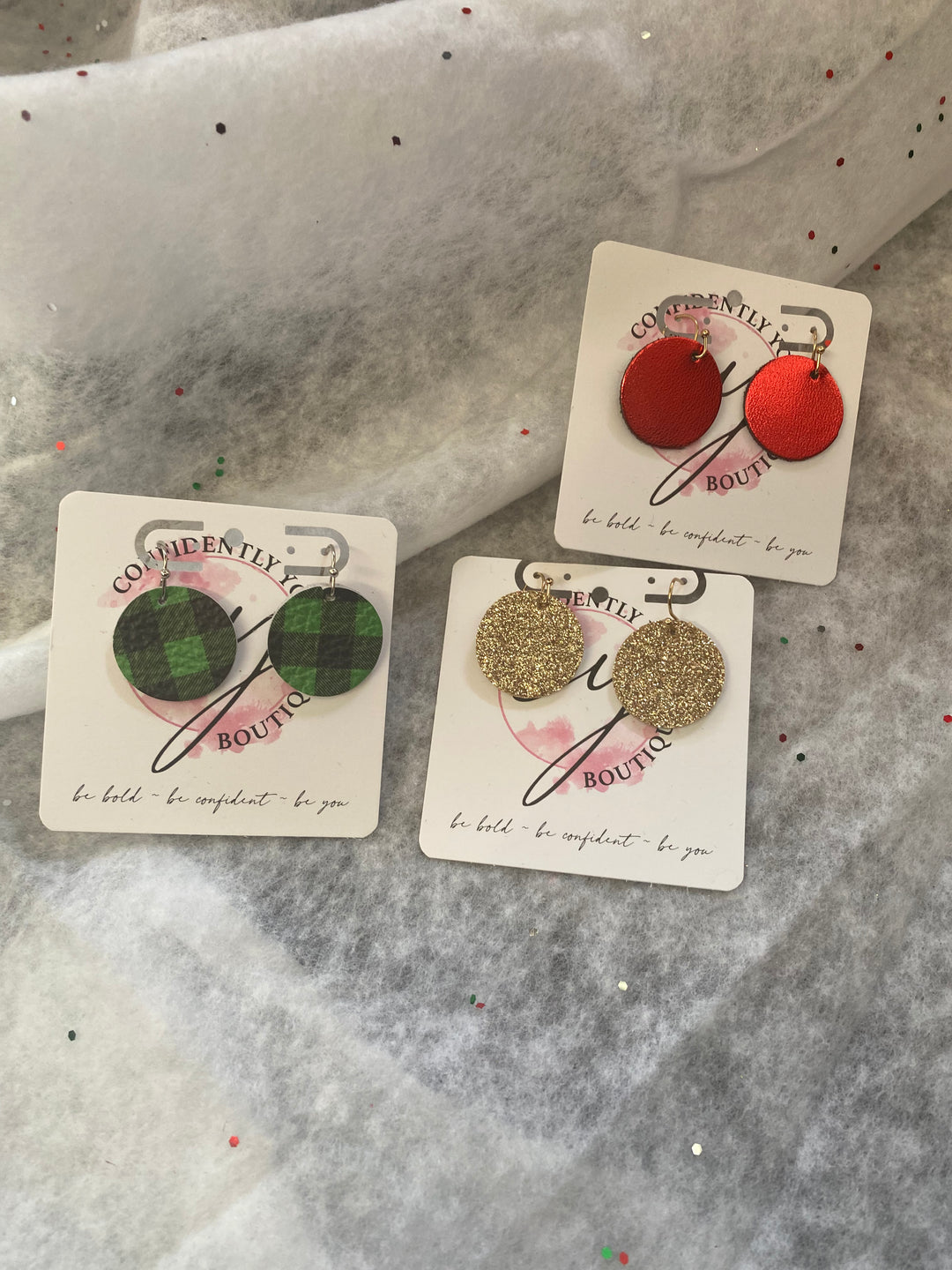Leather Round Earrings