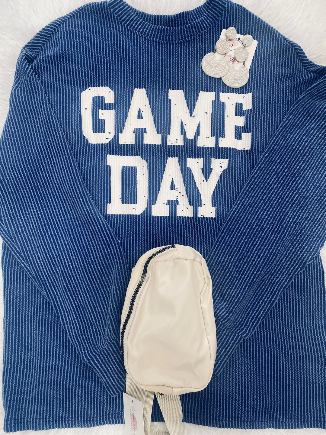 Blue/White Game Day Ribbed Top