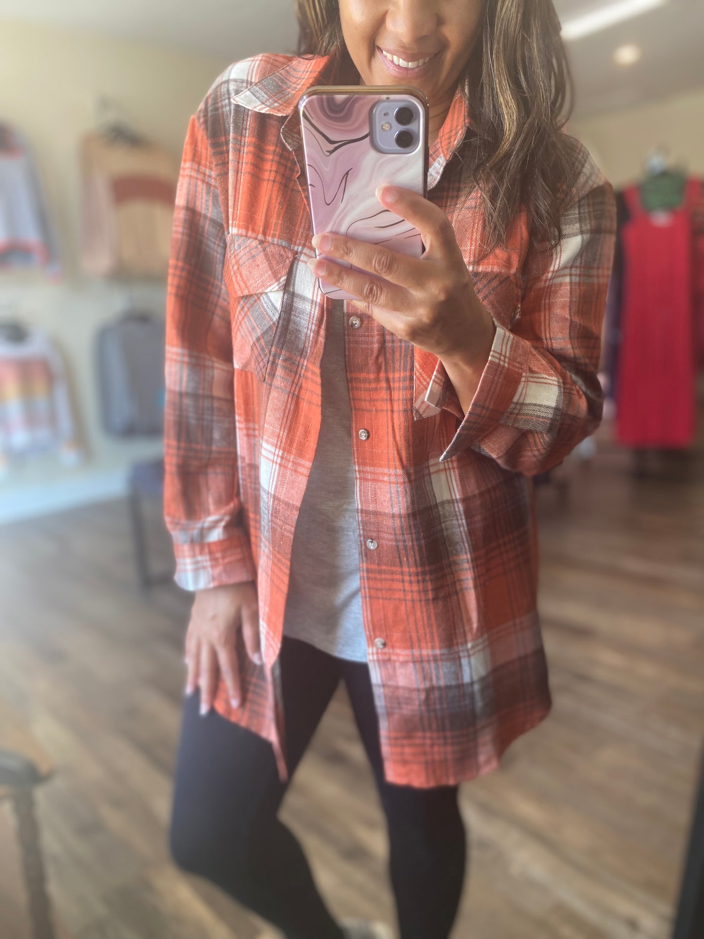 Tammy Orange Plaid Flannel