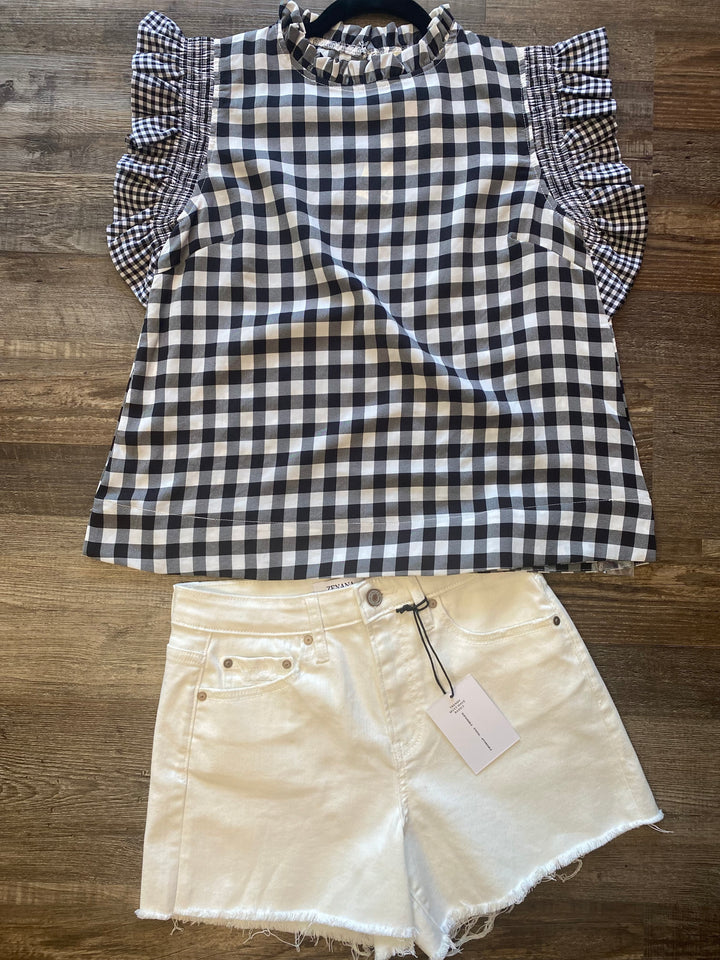 Gingham Ruffle Top-Confidently You Boutique