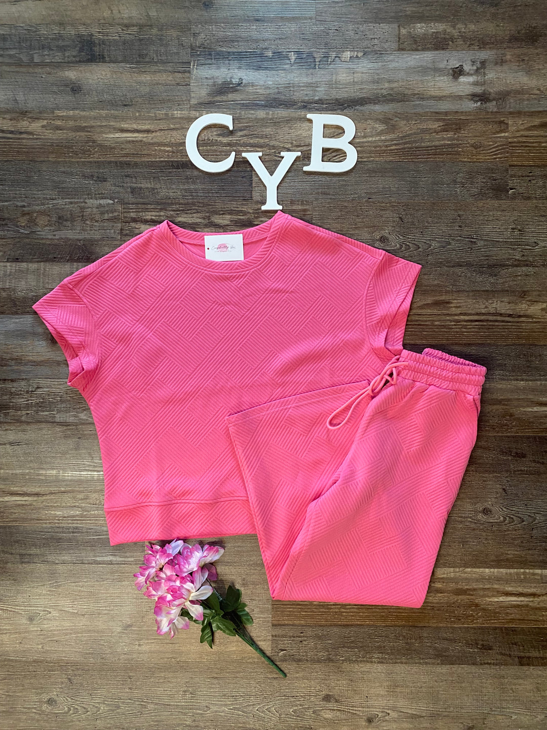 Textured Top and Wide Leg Pants Set-Confidently You Boutique