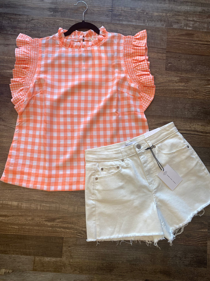 Gingham Ruffle Top-Confidently You Boutique