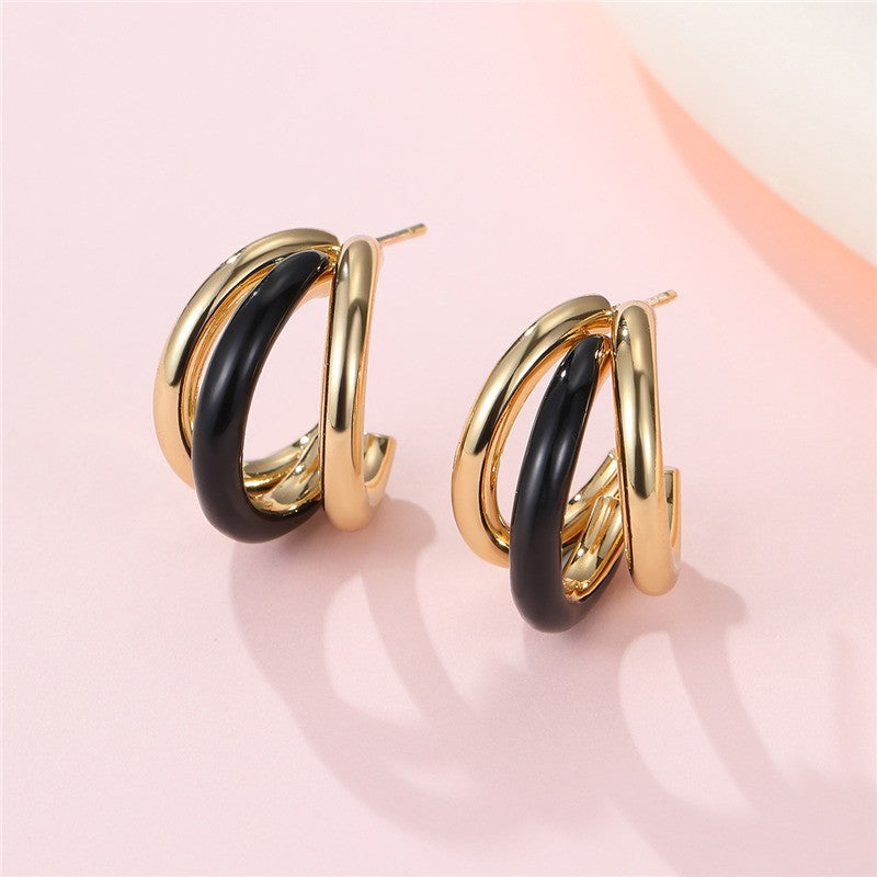 Triple Band Enamel Hoops