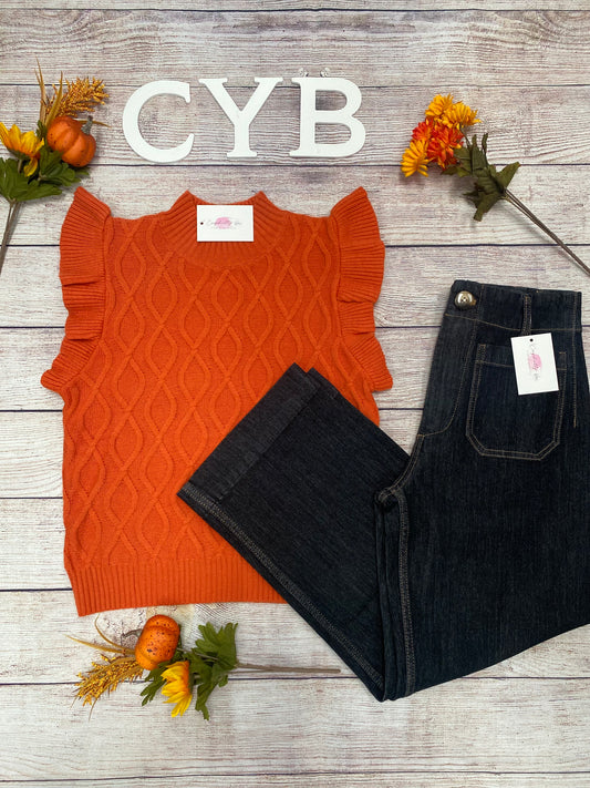 Pumpkin Spice Ruffle Sweater