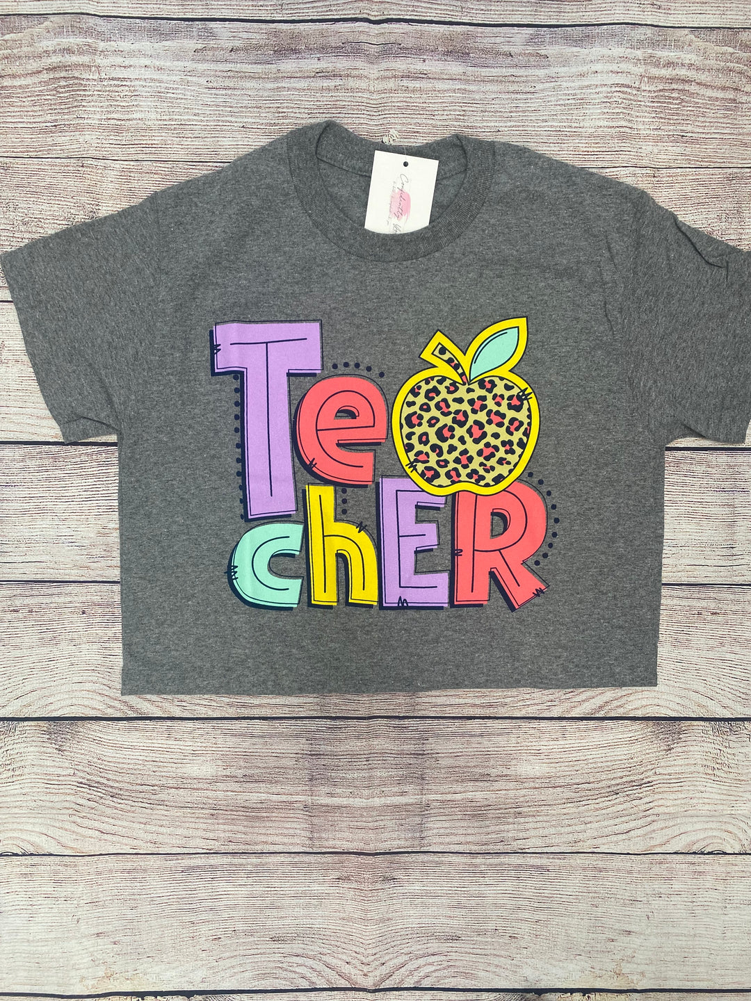 Leopard Apple Teacher T-shirt