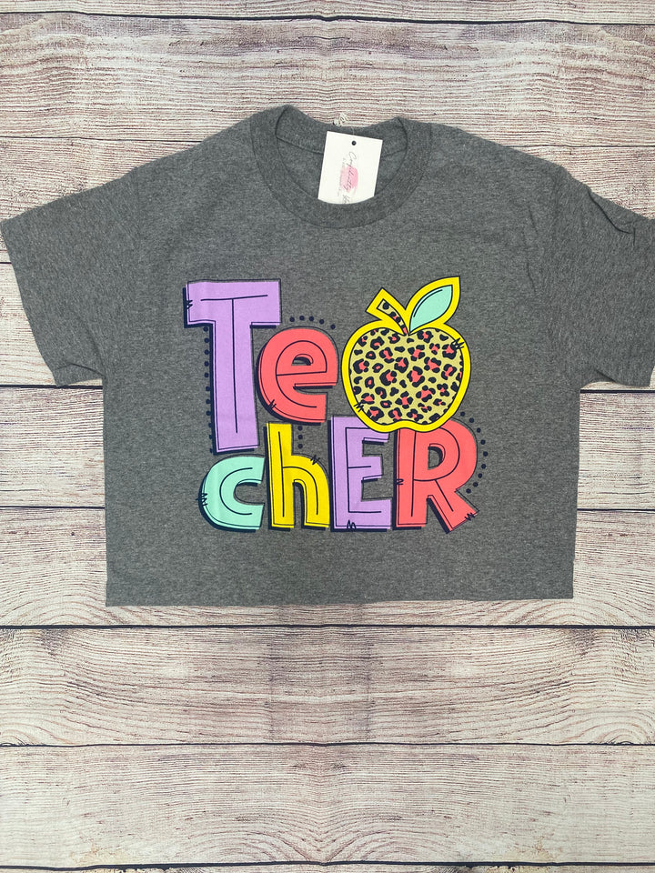 Leopard Apple Teacher T-shirt