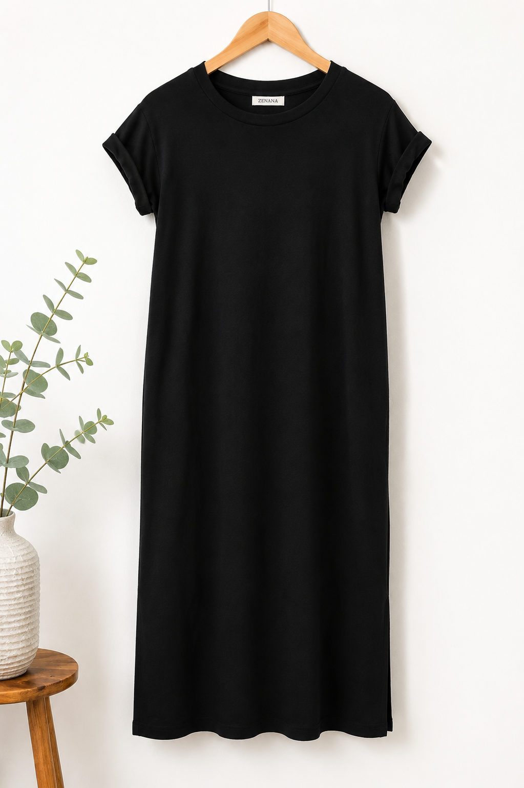 Black T-Shirt Midi Dress