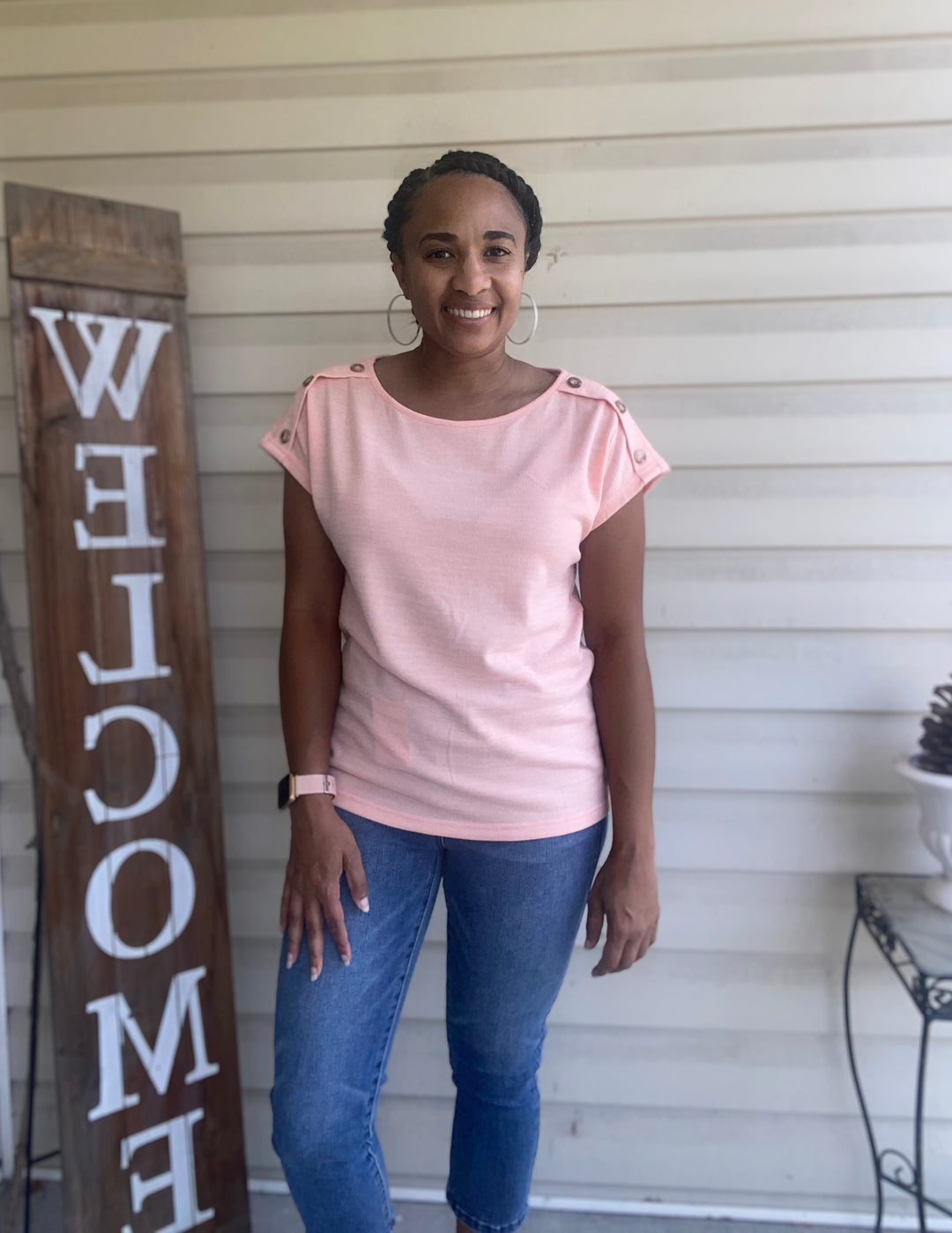 Apricot Button Tee