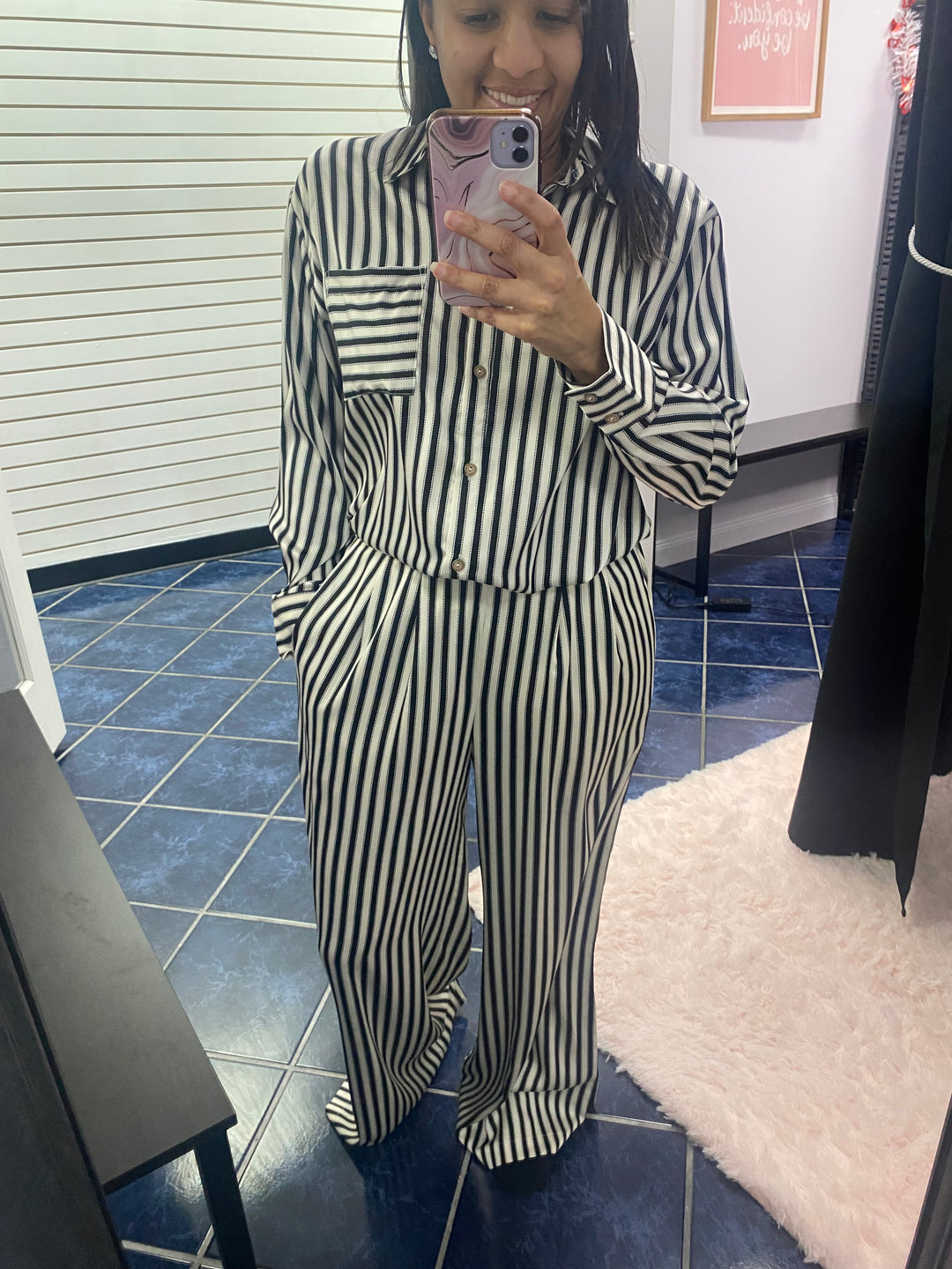 Satin Striped Blouse