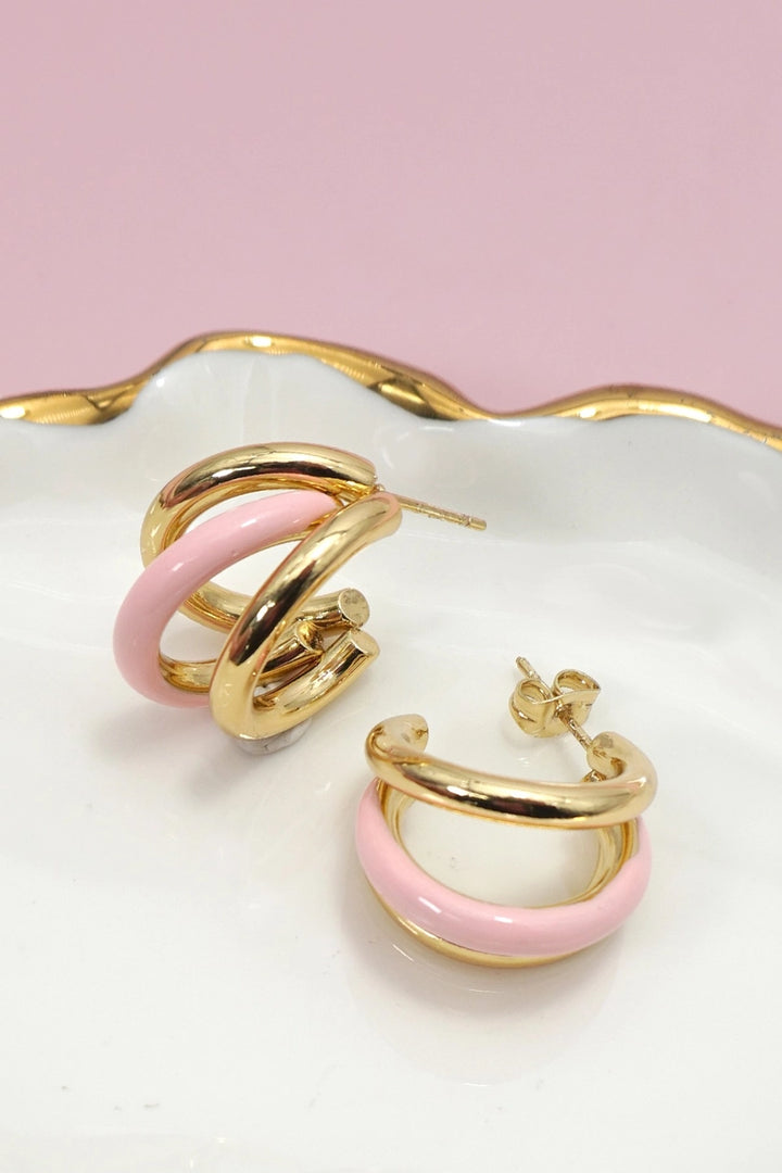 Triple Band Enamel Hoops