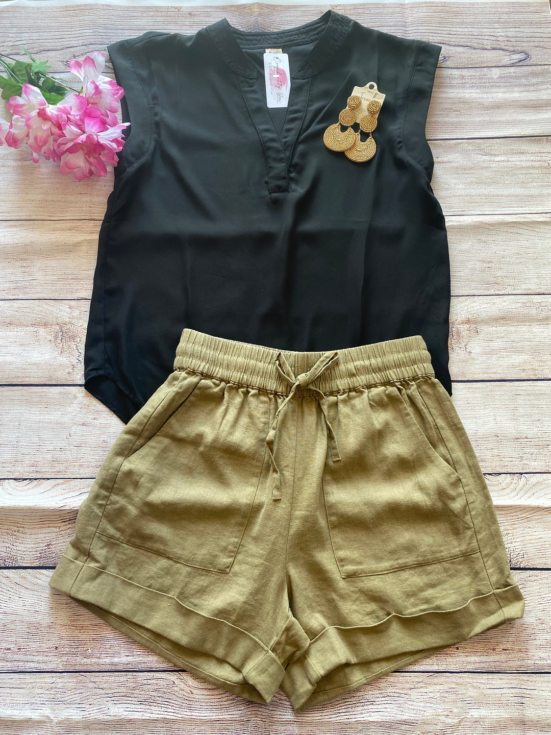 Round Hem Sleeveless V-Neck Top-Confidently You Boutique