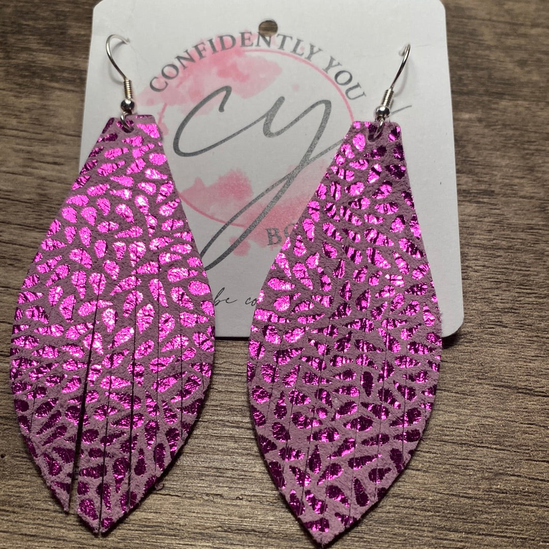 Summer Leather Sparkle Fringe Earrings